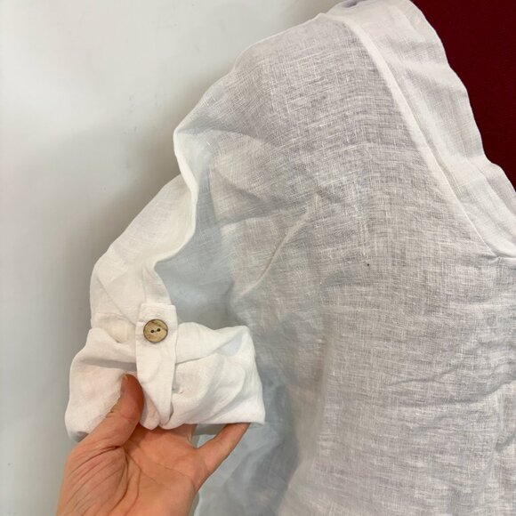 Viola Borgchi Itali Linen Top Long sleeve top V-neck Loose Fit Top Tunic sz L - Picture 7 of 9